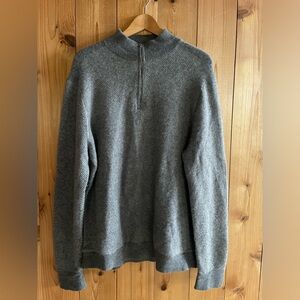 Theory 100% Cashmere Donners  1/4 Zip Pullover Gray striped Sweater XL